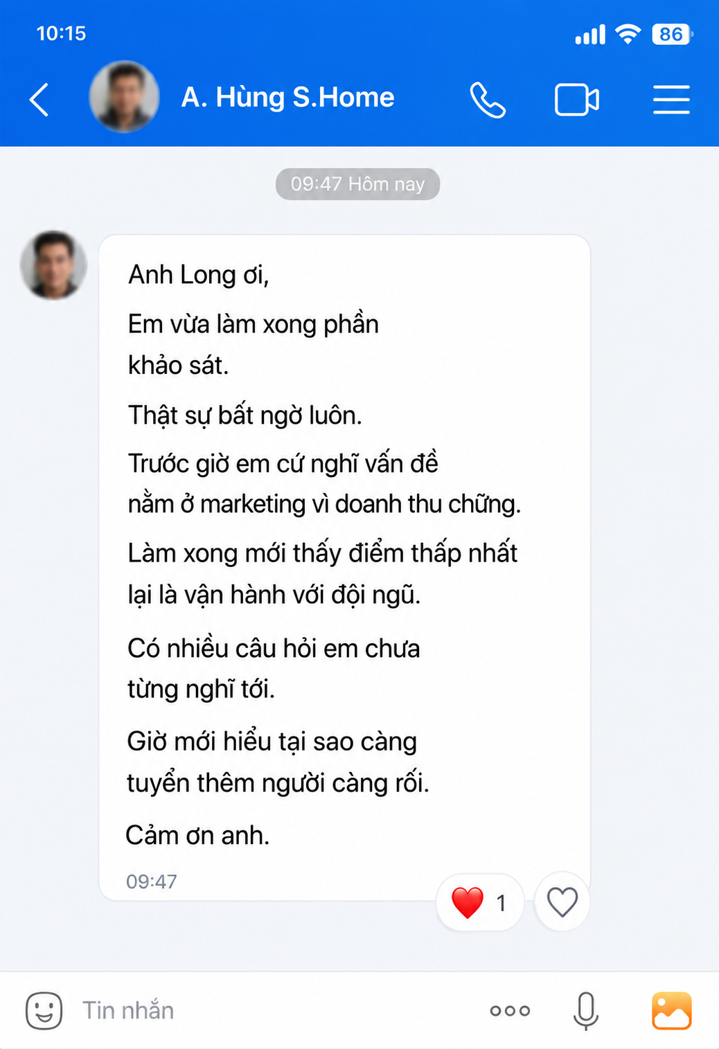 Cảm nhận khách hàng - A. Hùng S.Home